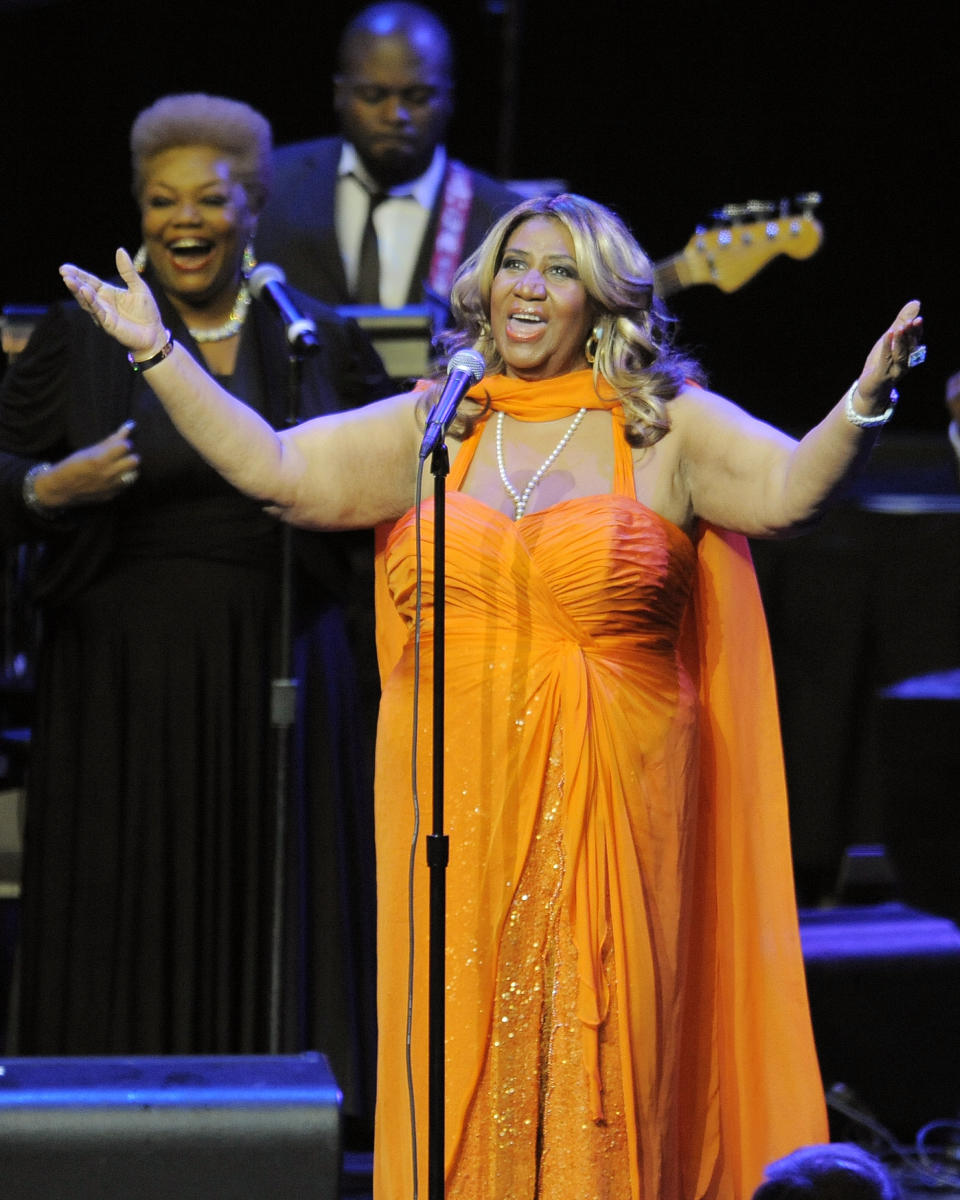 Aretha Franklin, who died in 2018, is also featured in the video campaign. (Photo by Chris Pizzello/Invision/AP, file)