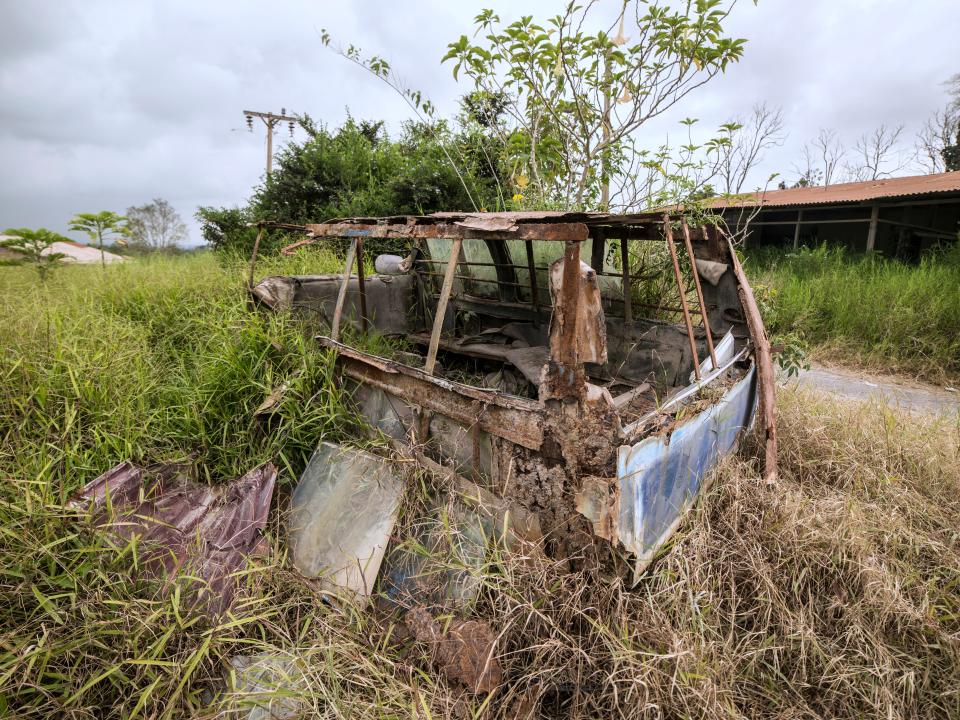 An abandoned car in Sinabung, Indonesia.