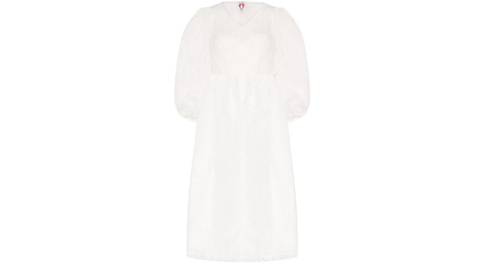 Shrimps Georgia organza embroidered wrap dress 