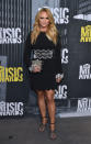 <p>The country superstar showed off her gorgeous gams in a perfect LBD. (Photo: Getty Images) </p>