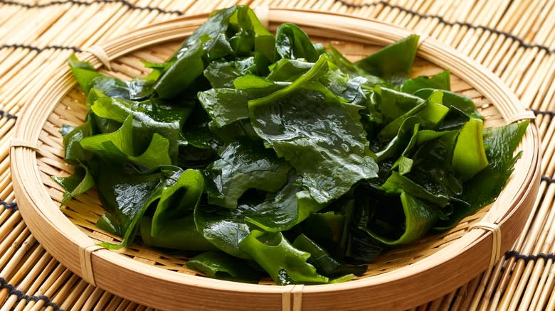 seaweed on wooden plate