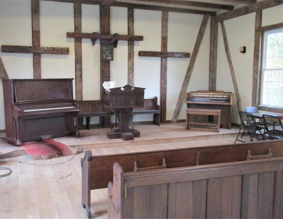 The 1861 German Methodist Church in Winesburg was built during the Civil War and is undergoing a renovation.