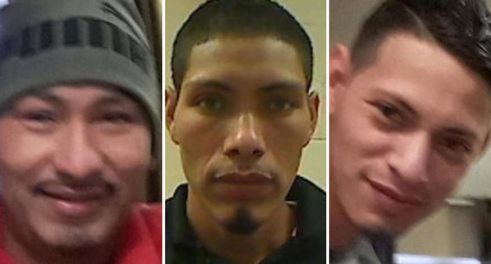 Photo shows alleged rapists Raul Paz-Perez (left), Wilmer Paz-Perez (centre) and Elder-Paz Perez (right).