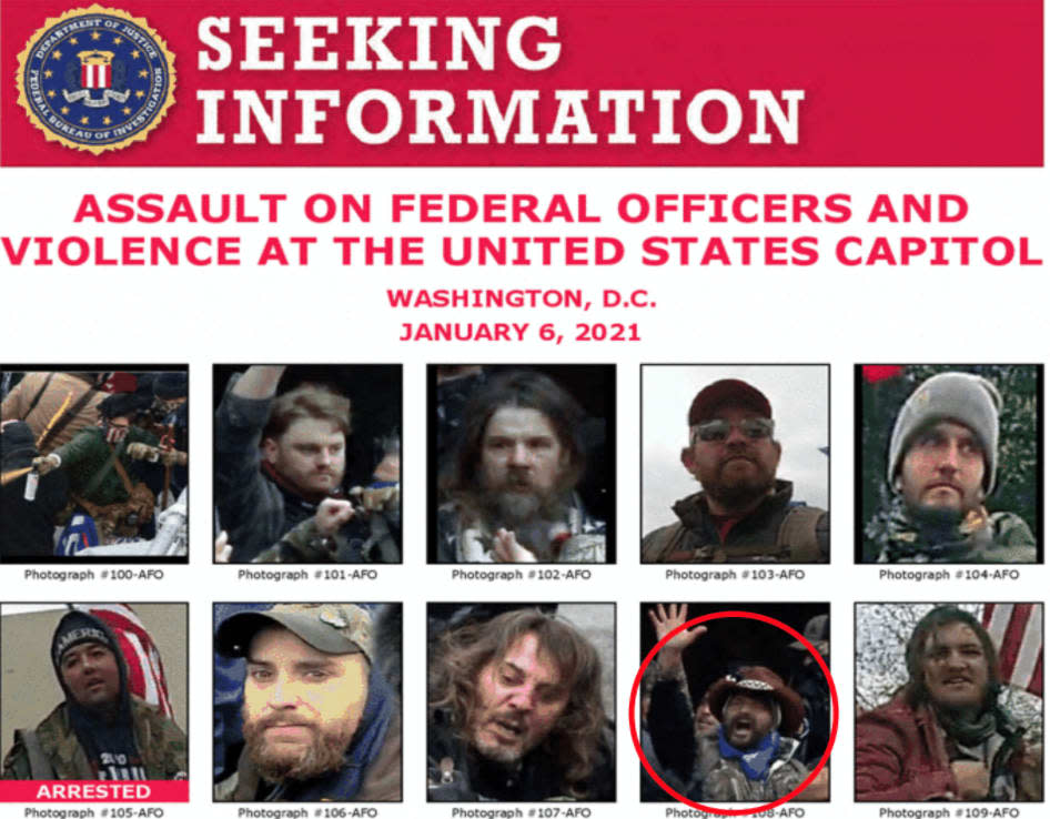 <div class="inline-image__caption"><p>Luke Coffee featured in one of the FBI’s Most Wanted posters following the riot.</p></div> <div class="inline-image__credit">FBI</div>