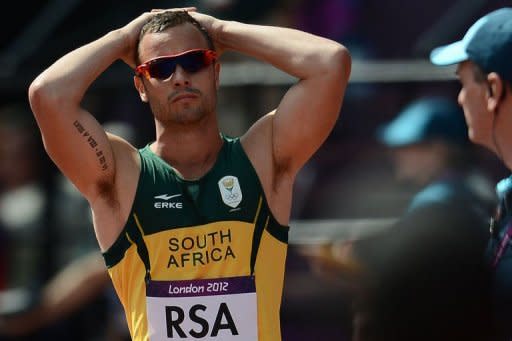 South Africa's Oscar Pistorius is seen during the London 2012 Olympic Games. Pistorius, the first double amputee to take part in the Olympics, had a scare when South Africa team-mate Ofentse Mogawane crashed out of the 4x400m relay heats, apparently ending his medal hopes. But Kenya were disqualified over Mogawane's fall and South Africa were reinstated to the final on appeal