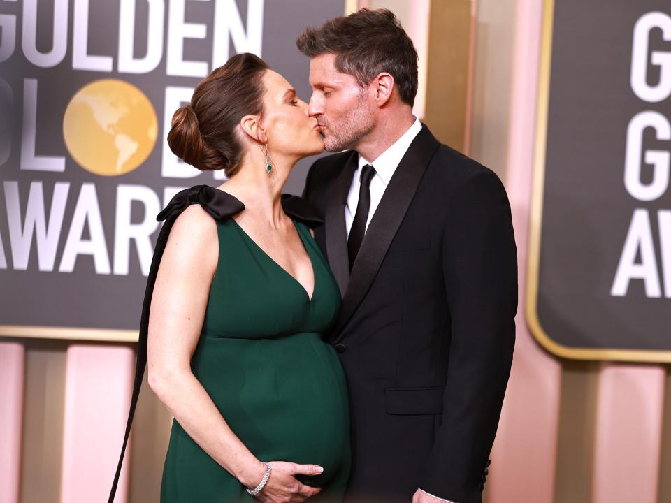 Hilary Swank and Philip Schneider attend the 80th Annual Golden Globe Awards at The Beverly Hilton on January 10, 2023.