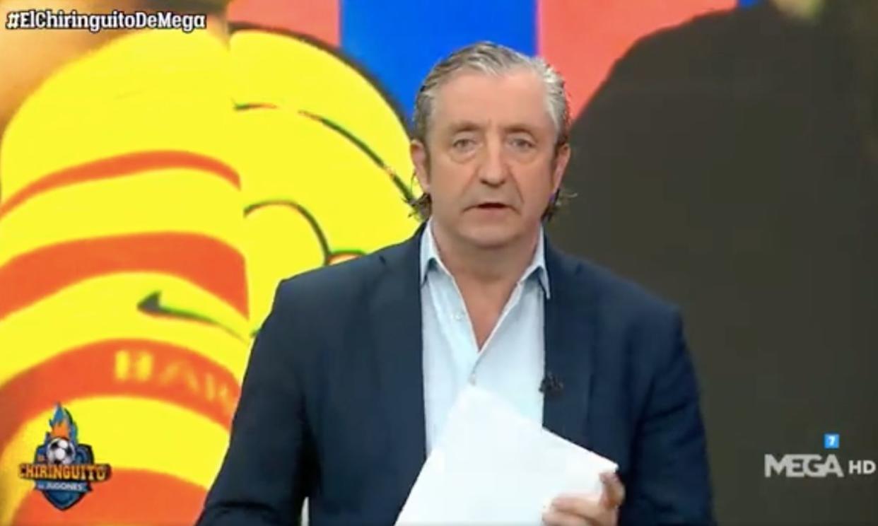 Josep Pedrerol, desafiante al ver al Barça convertido en el hazmerreír de Europa. (Fuente: Twitter/@elchiringuitotv)