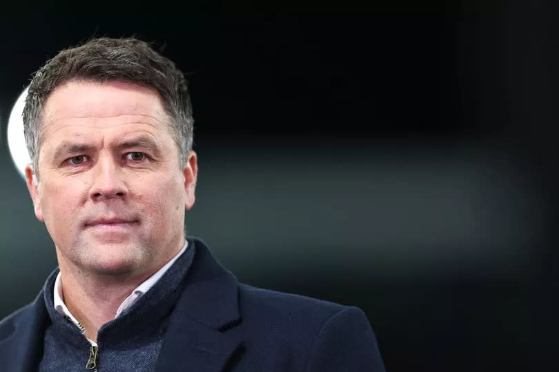 Michael Owen reporting for Amazon Prime during the Premier League match between Everton FC and Manchester City at Goodison Park on December 27, 2023 in Liverpool, England.