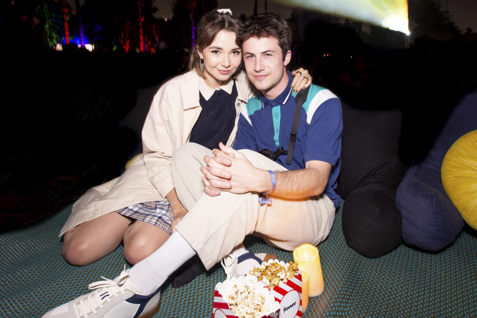 <p>Lydia Knight and Dylan Minnette cozy up at Cinespia's screening of <em>Ghostbusters</em> at Hollywood Forever Presented by Amazon Studios on Sept. 17.</p>