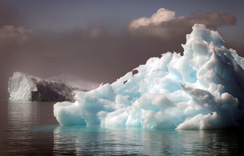 FILE PHOTO: Icebergs float in a fjord near the south Greenland town of Narsaq