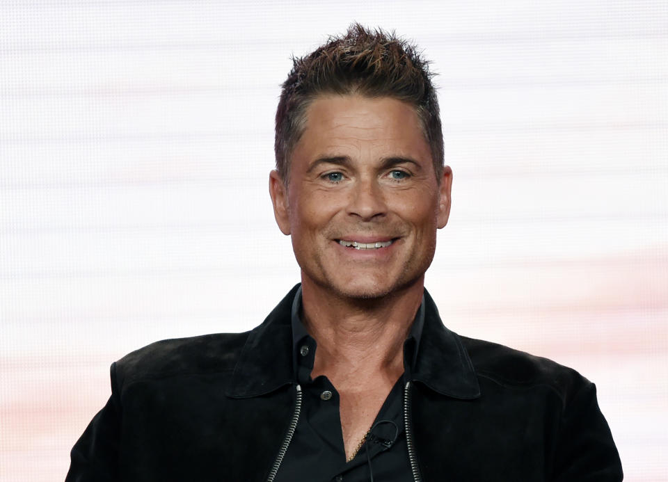 Rob Lowe, a cast member in the upcoming television series "9-1-1: Lone Star," takes part in a panel discussion during the 2020 FOX Television Critics Association Winter Press Tour, Tuesday, Jan. 7, 2020, in Pasadena, Calif. (AP Photo/Chris Pizzello)