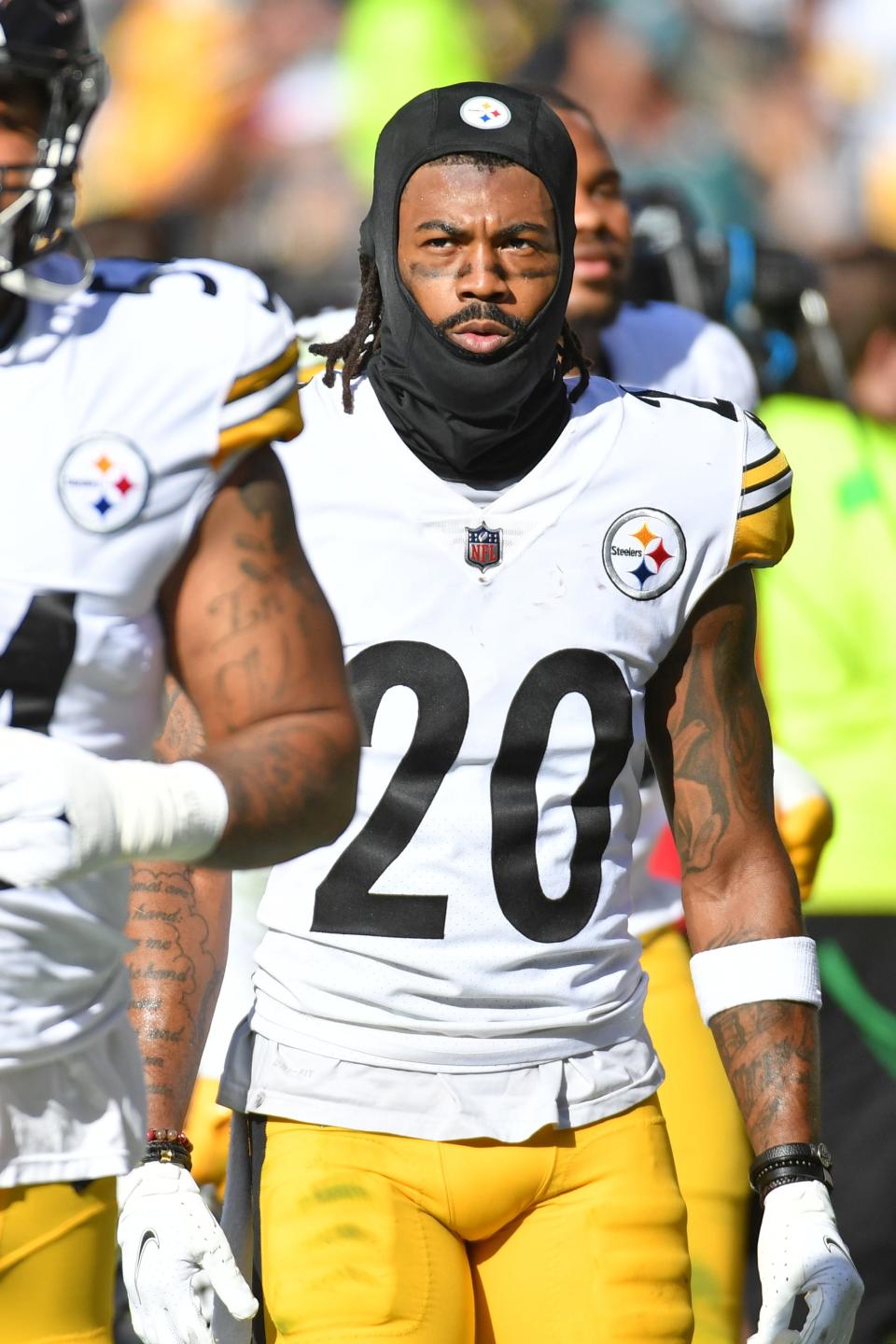 Pittsburgh Steelers cornerback Cameron Sutton runs off the field at halftime against the Philadelphia Eagles at Lincoln Financial Field, Oct.  30, 2022 in Philadelphia.