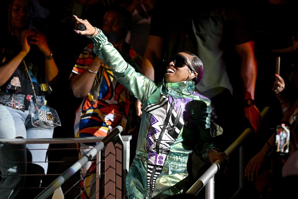 Missy Elliott, shown here onstage May 12, 2023, during the Strength of a Woman's MJB “Celebrating Hip Hop 50” Concert in Atlanta, Georgia, will be inducted into the Rock & Roll Hall of Fame.