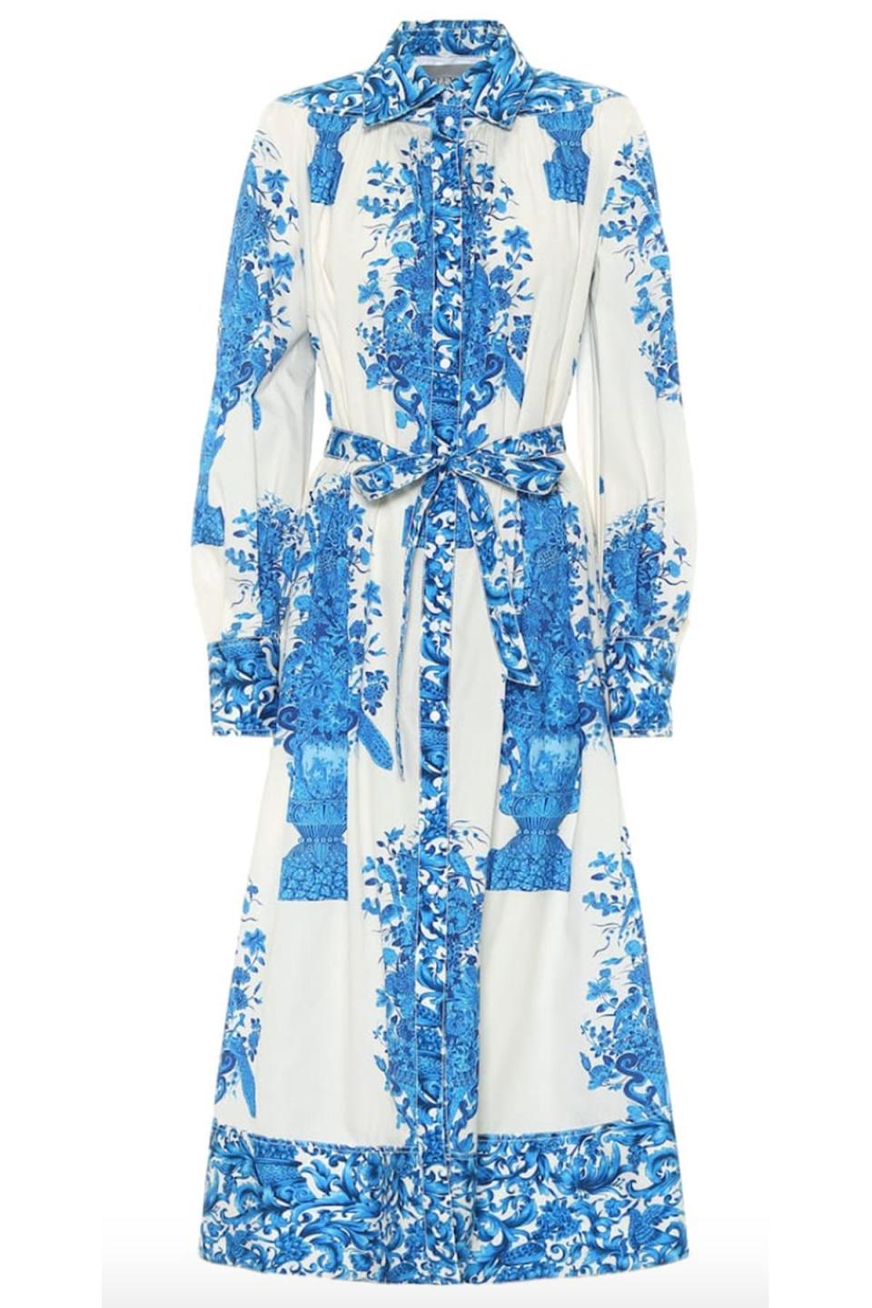 Printed Cotton-Poplin Shirt Dress