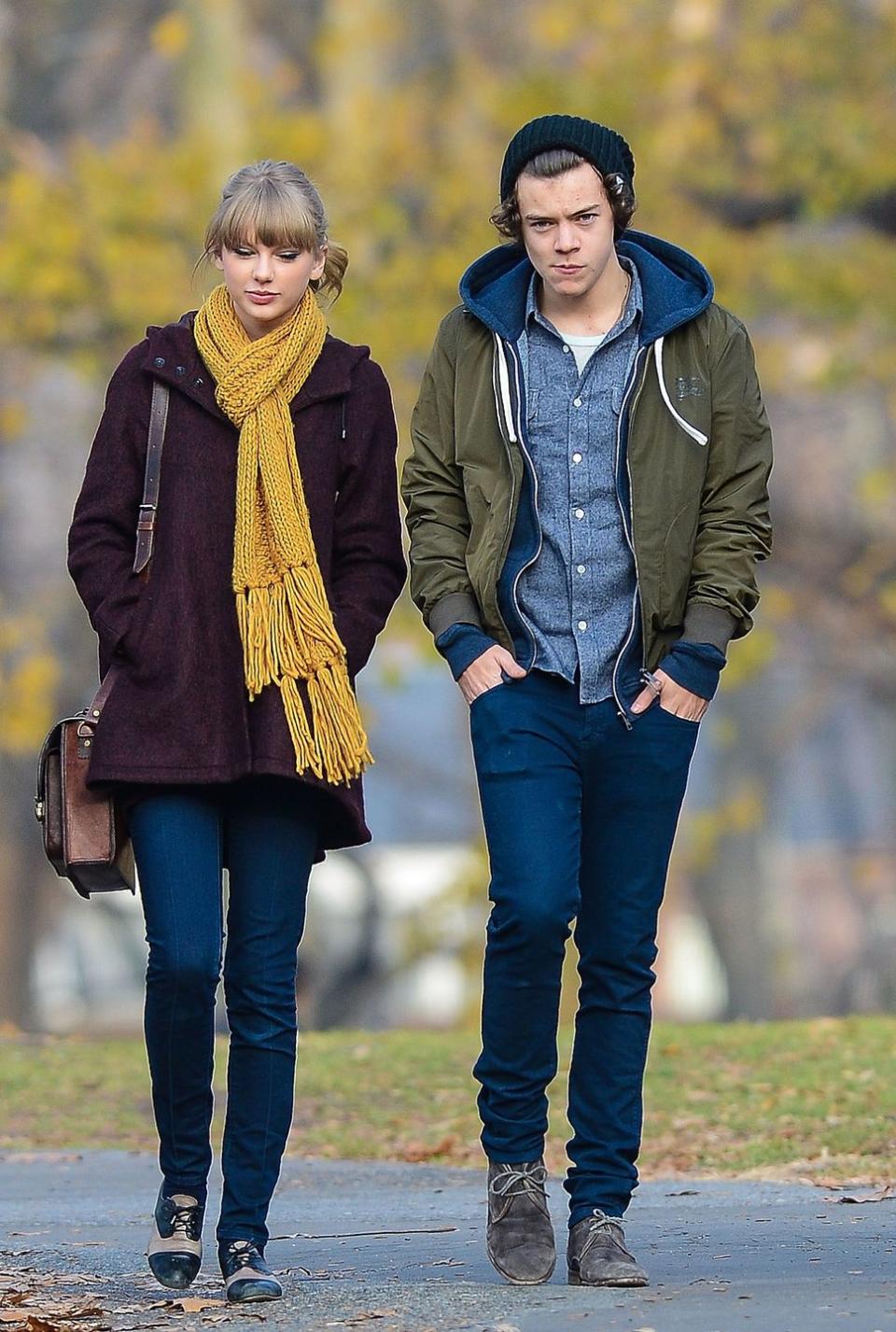 <p>Besides writing songs about Harry ("I Knew You Were Trouble," "Style," to name a couple) Taylor also delivered performances about her ex-boyfriend. In 2013, Taylor opened the Grammys with "We Are Never Ever Getting Back Together" (that one's about Jake Gyllenhaal) with Harry watching in the audience. When it came to the speaking part about him calling her, <a href="https://www.youtube.com/watch?v=wVFTpNcI2hI" rel="nofollow noopener" target="_blank" data-ylk="slk:Taylor used a British accent;elm:context_link;itc:0;sec:content-canvas" class="link ">Taylor used a British accent</a> and tweaked the lyrics to "I'm busy opening the Grammys." Later that year, in her acceptance speech for Best Female Video for "I Knew You Were Trouble" at the VMAs, Taylor thanked "the person who inspired this song, who knows exactly who he is, because now I got one of these. Thank you so much!" (This is also the <a href="https://www.huffingtonpost.com/2013/08/25/taylor-swift-harry-styles-vmas-shut-the-fuck-up_n_3814782.html" rel="nofollow noopener" target="_blank" data-ylk="slk:same ceremony;elm:context_link;itc:0;sec:content-canvas" class="link ">same ceremony</a> where she was caught mumbling "Shut the fuck up" during 1D's acceptance speech.)</p>