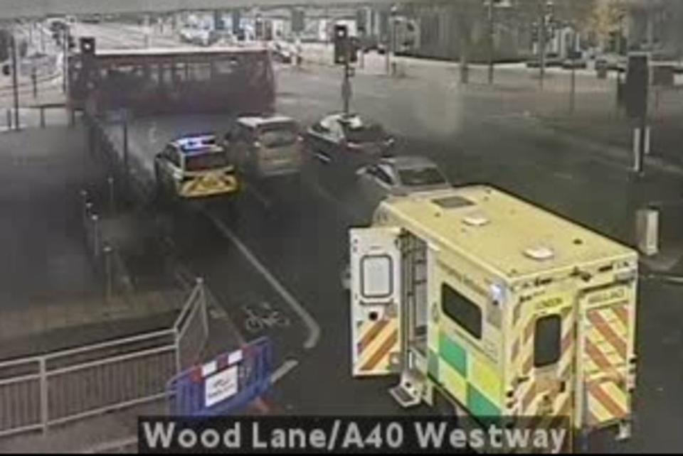 Emergency services rushed to the scene at Wood Lane  (TfL JamCam at Wood Lane A40 Westway)