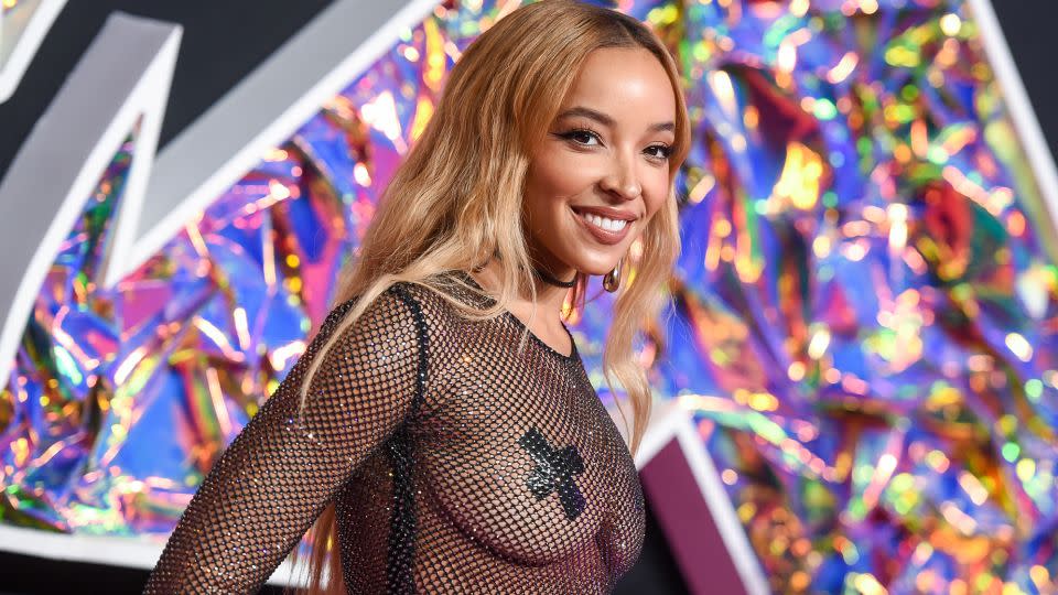 Tinashe also went for a sparkly sheer look. - Gilbert Flores/Variety/Getty Images