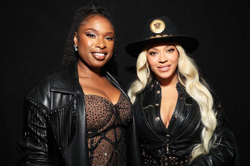 <p>Kevin Mazur/Getty</p> Jennifer Hudson and Beyoncé at the 2024 iHeartRadio Music Awards on April 1