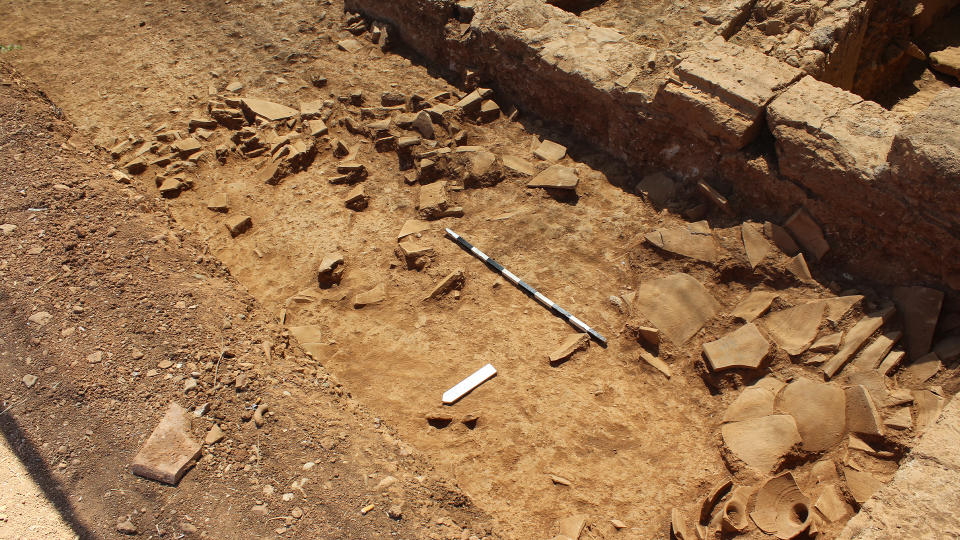 An archaeological site of an excavated Roman-era shop in Greece.