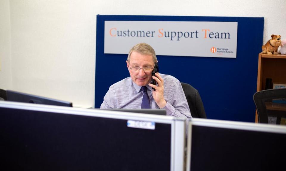 The Bingley mortgage adviser Bill Niven answers a call