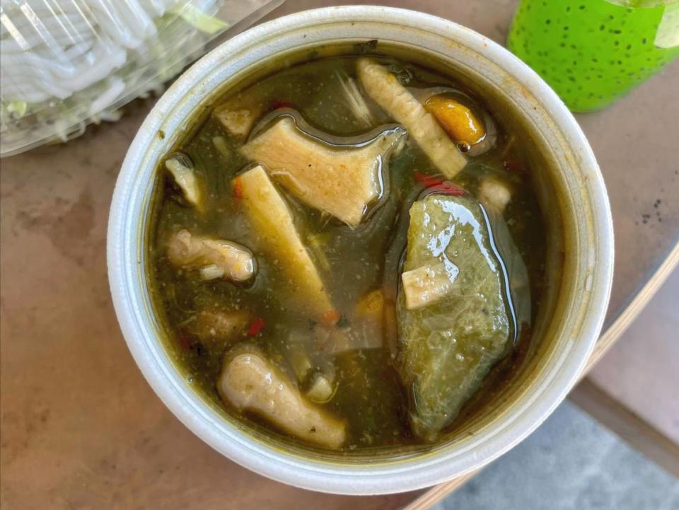 South Area Market’s hot bar includes Laotian items such as gaeng nor mai, a bamboo stew.