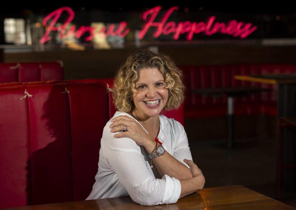 Michelle Bernstein at Sweet Liberty, the Miami Beach bar she owns with her chef husband David Martinez.