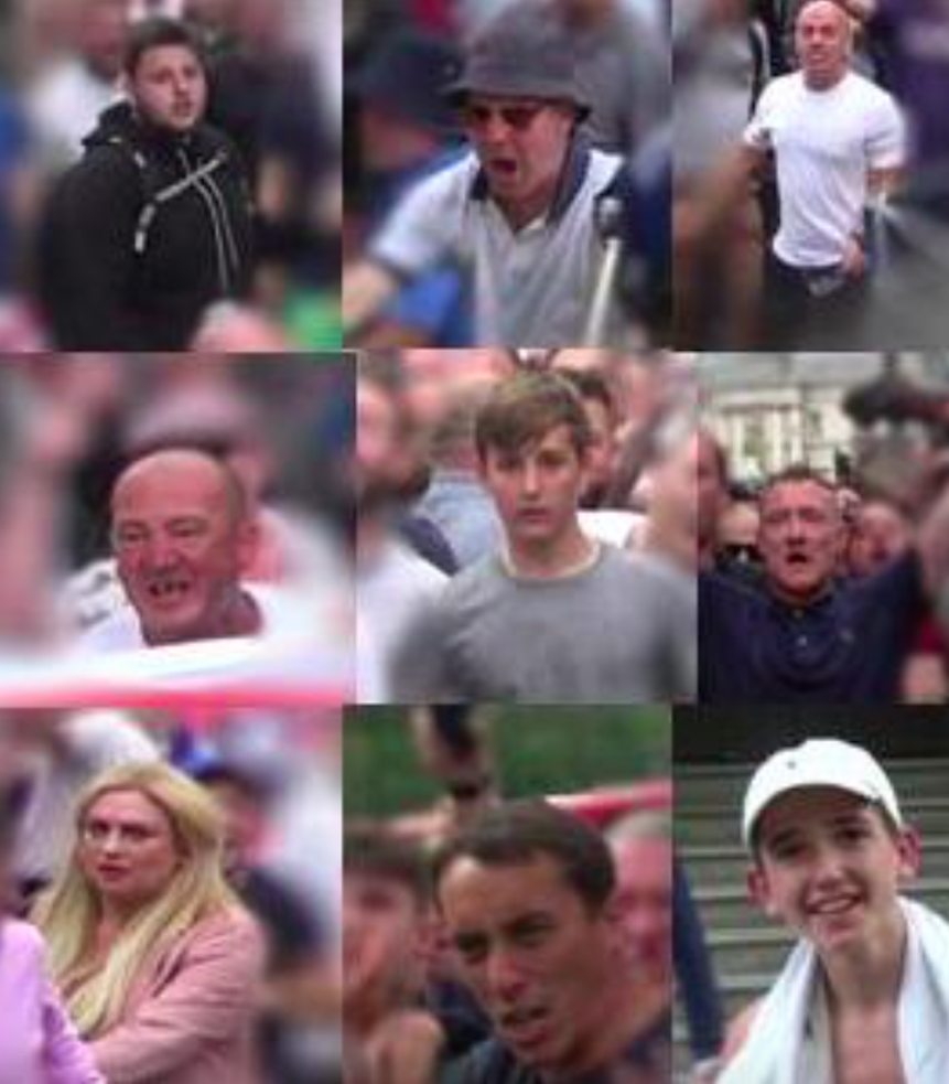 Police have released images of nine people they want to speak to about the protest in London (Picture: Metropolitan Police)