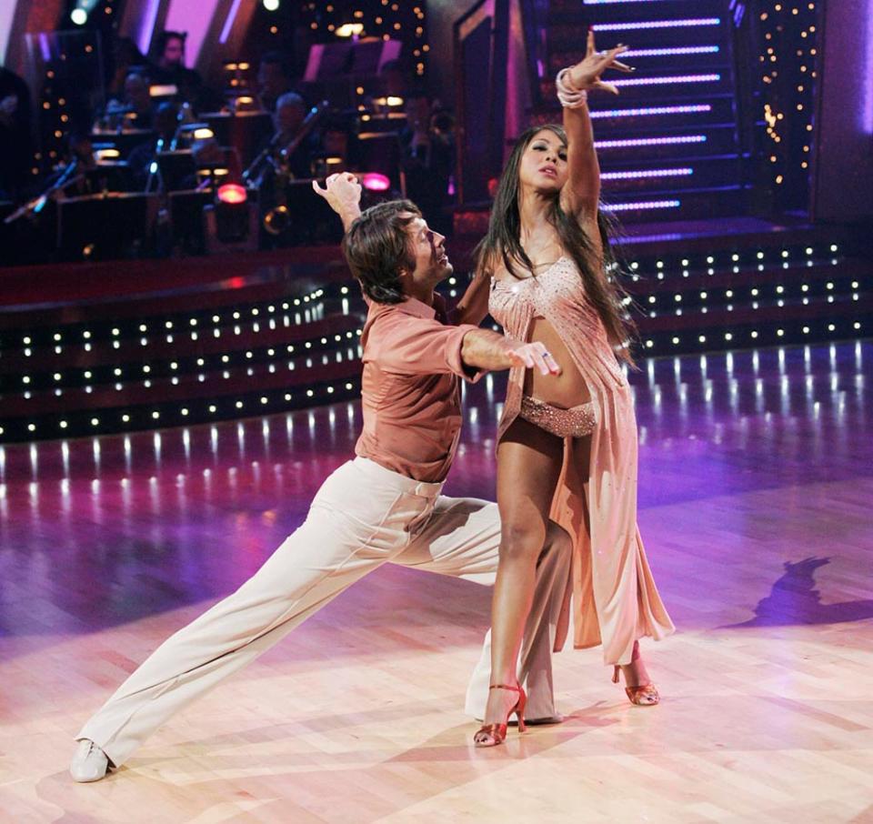 Alex Mazo and Toni Braxton perform a dance on the seventh season of Dancing with the Stars.