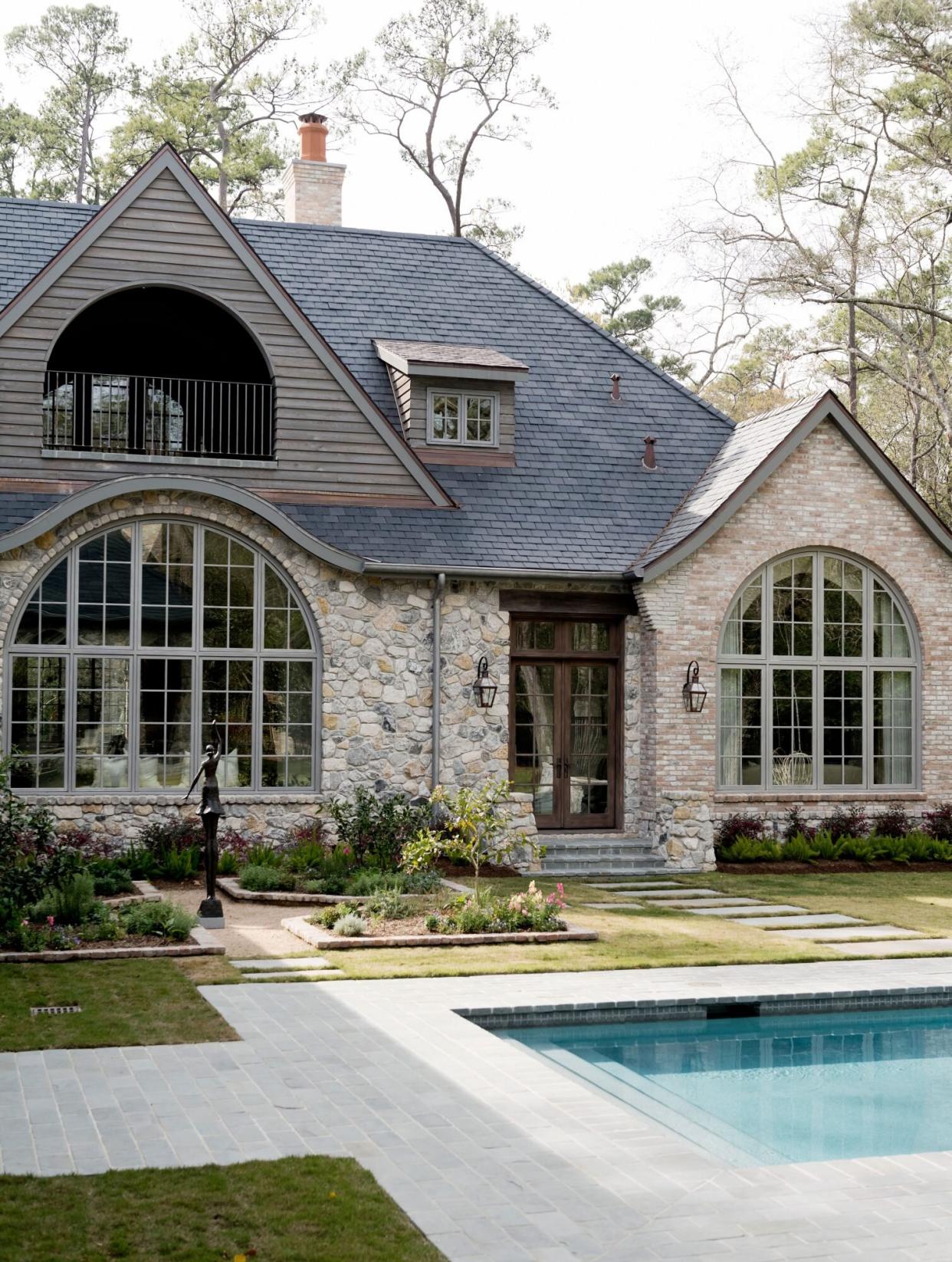 Stone House Backyard with Pool