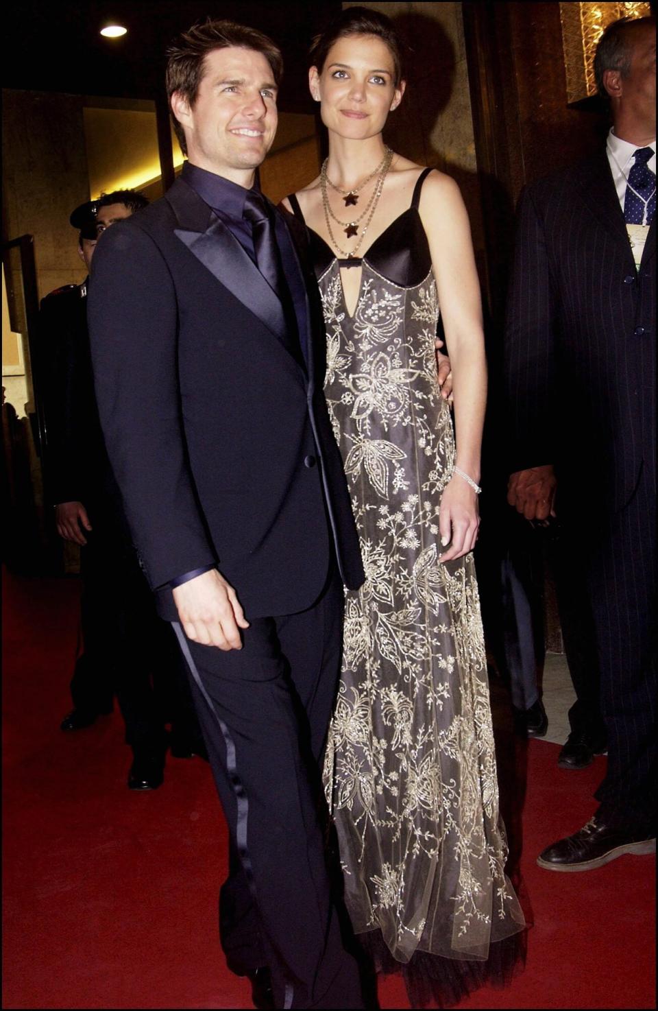 Tom Cruise and new girlfriend Katie Holmes at the David Di Donatello awards ceremony in Rome, Italy on April 29, 2005.