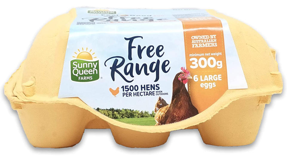 Sunny Queen Free Range Large 6pk 300g - 50G - Chilled, Yellow. (Photo: Amazon SG)