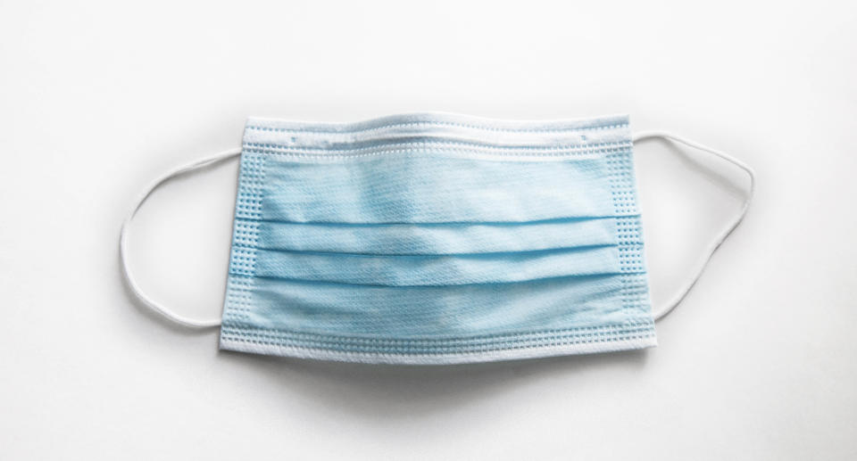 File image of a surgical mask on white background. Source: Getty Images 