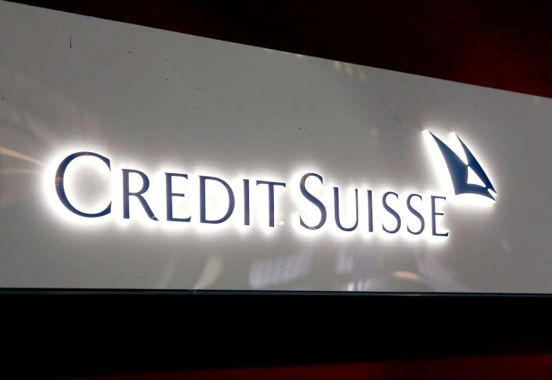 FILE PHOTO: The logo of Swiss bank Credit Suisse is seen in Zurich