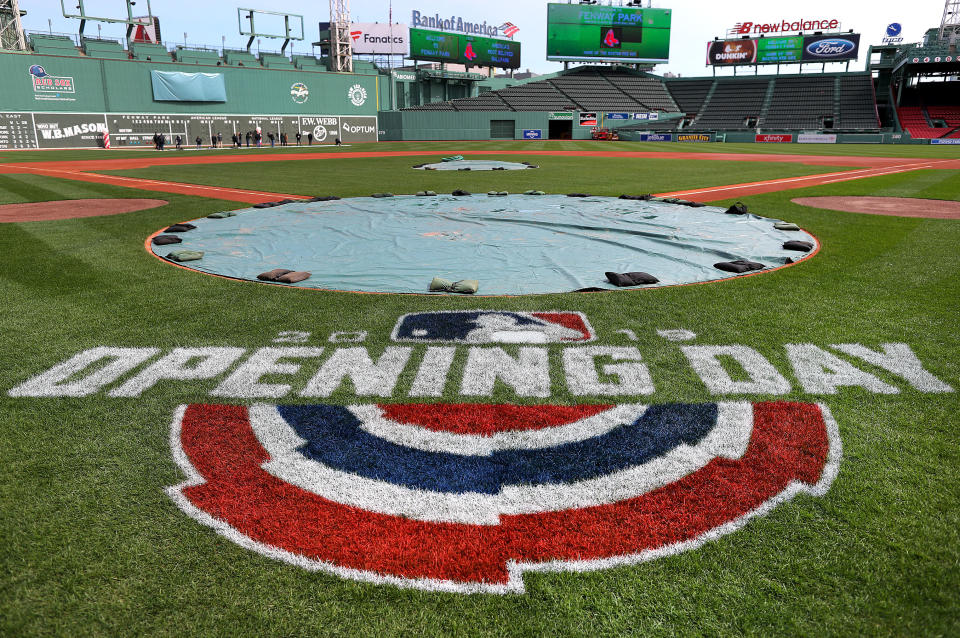 MLB has announced plans for "Opening Day at Home" for what would have been opening day. (Photo by John Tlumacki/The Boston Globe via Getty Images)