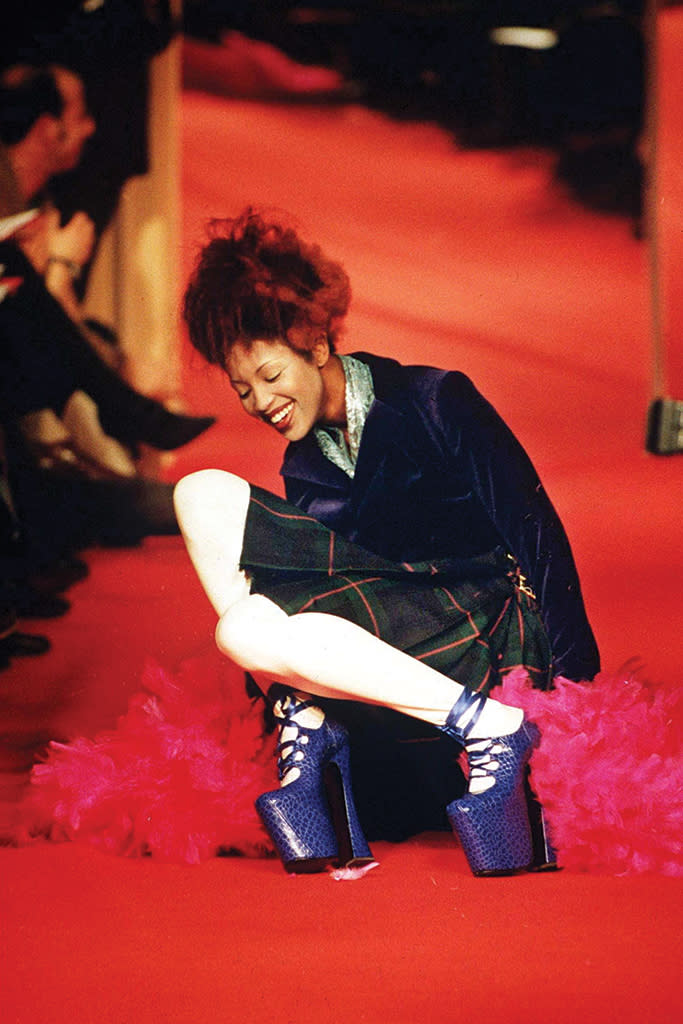 Naomi Campbell falling overVivienne Westwood Fashion Show, Paris, France - 1993