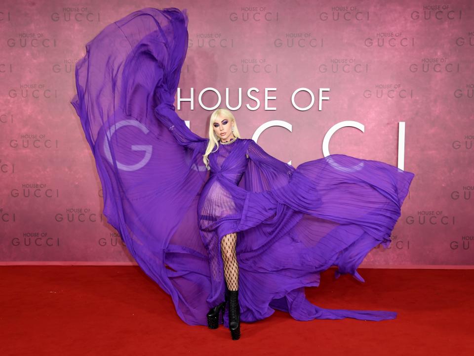 Lady Gaga in a purple dress