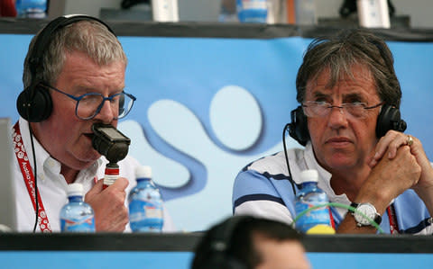 Motson commentates with Mark Lawrensen at Euro 2008 - Credit: PA