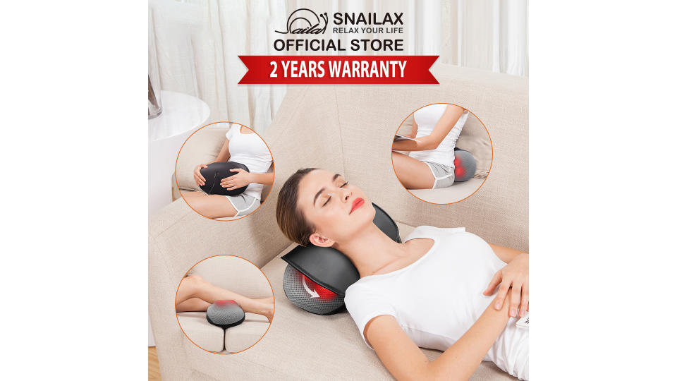 Snailax SL-618N Shiatsu Multifunction Kneading Massage Pillow with Heat, 2 years local warranty. (Photo: Lazada SG)