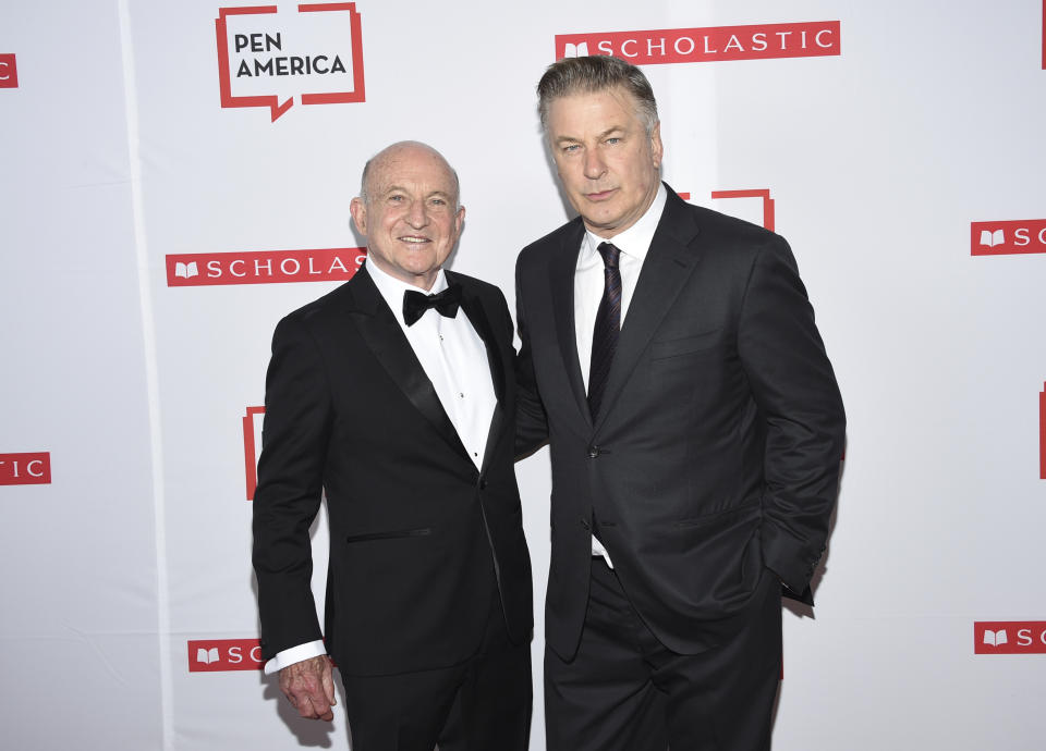 PEN publisher award recipient Richard Robinson, left, and Alec Baldwin pose together at the 2019 PEN America Literary Gala at the American Museum of Natural History on Tuesday, May 21, 2019, in New York. (Photo by Evan Agostini/Invision/AP)