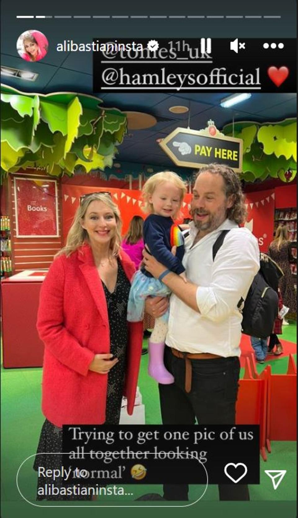 Ali Bastian was joined at the event at Hamley’s flagship store in London’s Regent Street husband David O’Mahoney and their daughter Isla Rose, two (Ali Bastian)