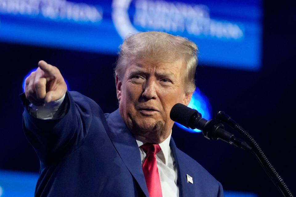 Former President Donald Trump speaks at the Turning Point Action conference in July 2023 in West Palm Beach, Florida.