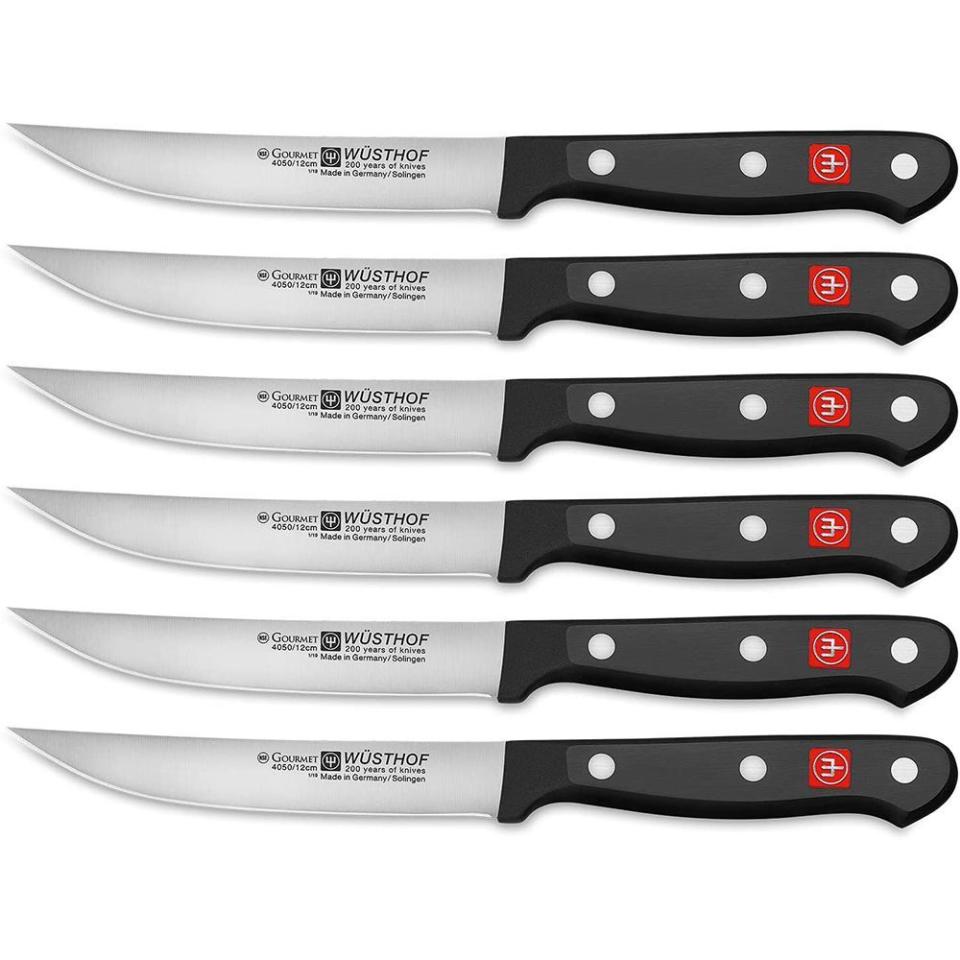 WÜSTHOF Gourmet Six 6-Piece German Precise Laser Cut High Carbon Stainless Steel Kitchen Steak Knife Set – Model 9728