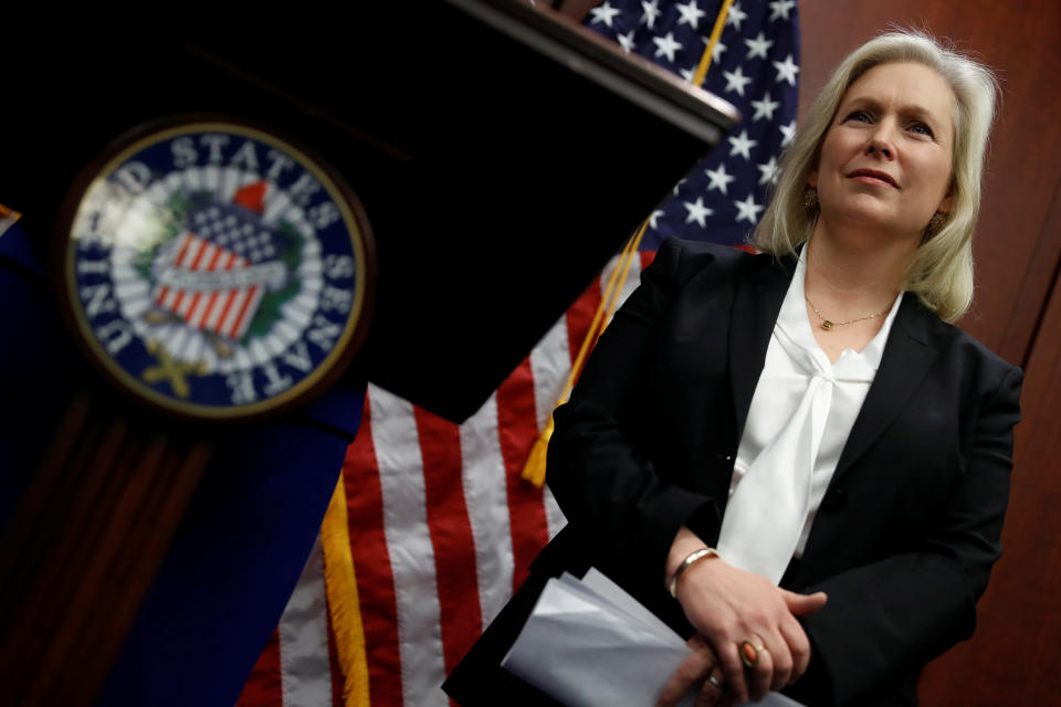 Sen. Kirsten Gillibrand at a press conference calling for an end to forced arbitration on Capitol Hill on Dec. 6, 2017. (Photo: Aaron P. Bernstein/Reuters)