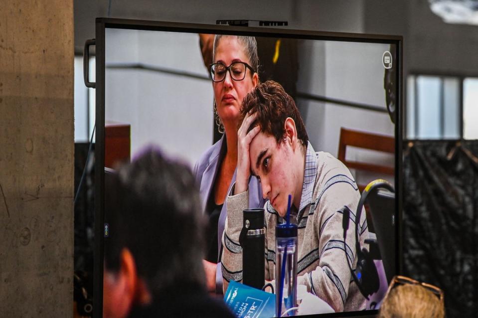 Nikolas Cruz seen on a closed-circuit television screen at the Broward County Courthouse (AFP via Getty Images)