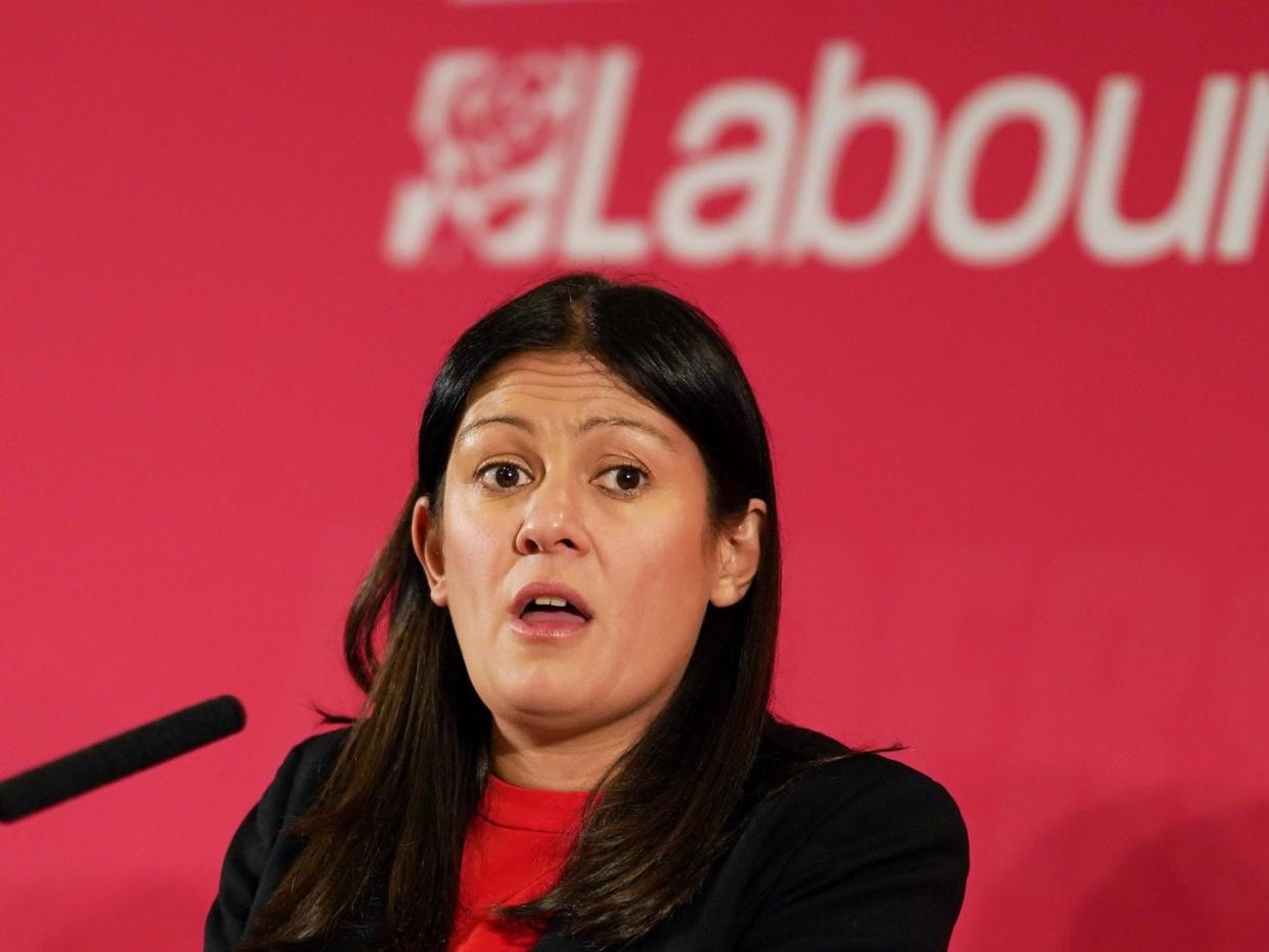 Lisa Nandy speaking to the audience at the Labour Party Leadership hustings in Durham on 23 February, 2020: Getty Images