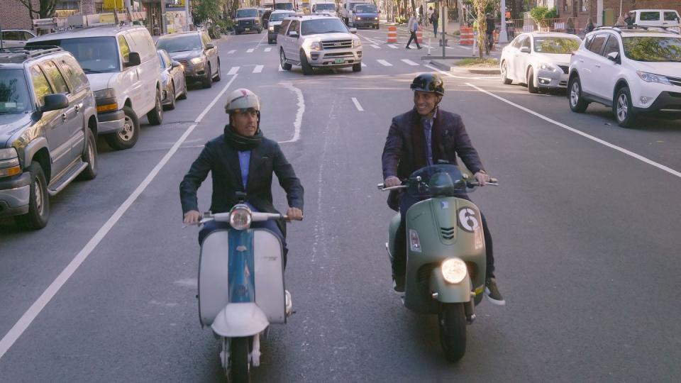 <p><strong>Episode 7: "My Wife Didn't Know the Extent of It," with Sebastian Maniscalco <br></strong>Straying from the car aspect of his show's title, Seinfeld decides to bring his little Italian scooter, a 1959 Lambretta Series II, to a little Italian neighborhood to meet Sebastian Maniscalco, who also is little and Italian. Notice the theme? Post-scoot, the two enjoy coffee in a little Italian bakery.<br></p>