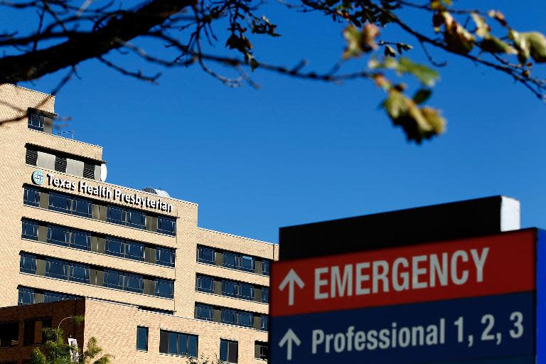 The Texas Health Presbyterian Hospital, where health care worker Nina Pham is being treated for the Ebola virus, is seen on October 14, 2014 in Dallas, Texas