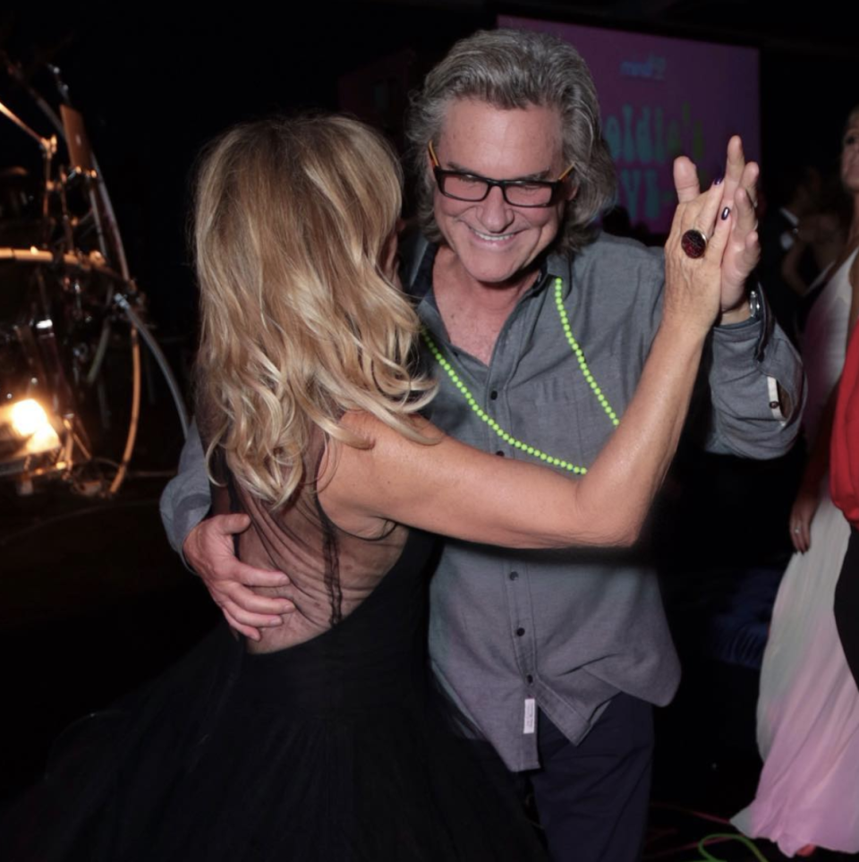 <p>Talk about couple goals! The actress and her main man of more than 30 years, Kurt Russell, still know how to keep things moving. “Dancing with my baby at #GoldiesLoveIn,” the actress captioned this pic of them at her annual benefit.  The 72-year-old stunner created the <a rel="nofollow noopener" href="https://mindup.org/thehawnfoundation/" target="_blank" data-ylk="slk:Hawn Foundation;elm:context_link;itc:0;sec:content-canvas" class="link ">Hawn Foundation</a> to help children discover the tools and skills to deal with high levels of stress and anxiety. (Photo: <a rel="nofollow noopener" href="https://www.instagram.com/p/BbNYxLoDXte/?taken-by=officialgoldiehawn" target="_blank" data-ylk="slk:Goldie Hawn via Instagram;elm:context_link;itc:0;sec:content-canvas" class="link ">Goldie Hawn via Instagram</a>) </p>