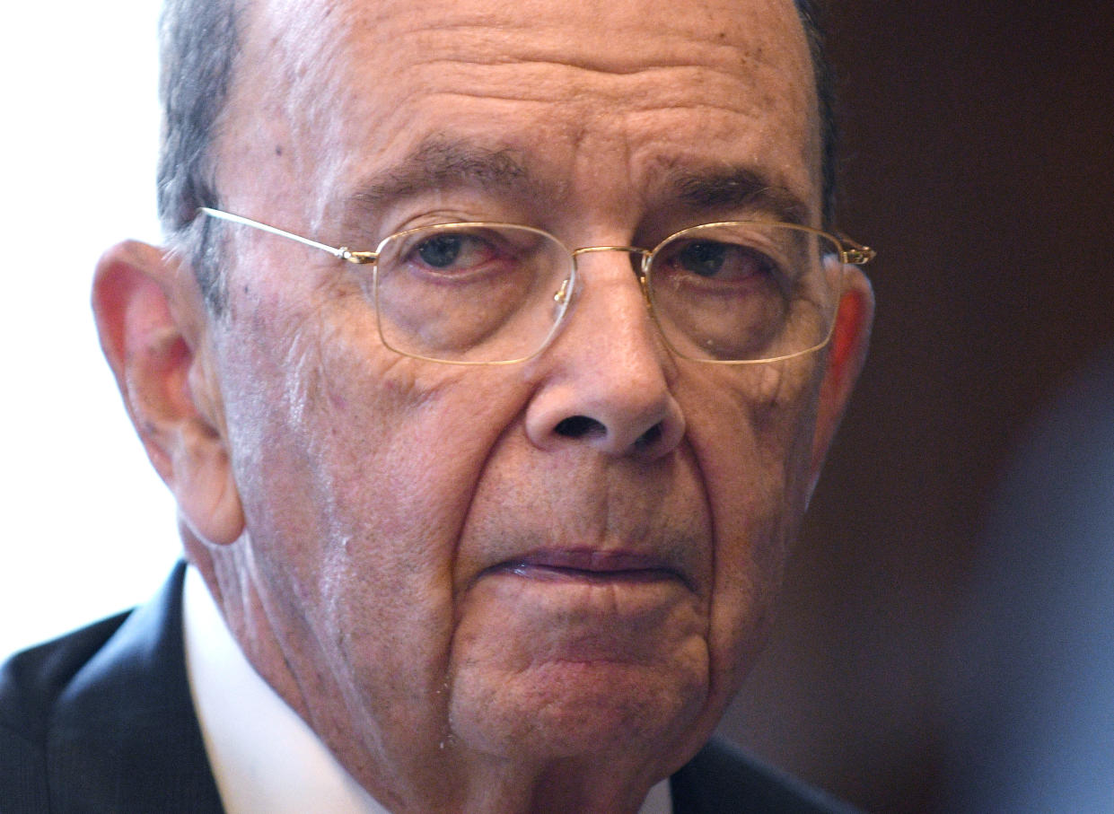 U.S. Secretary of Commerce Wilbur Ross gestures during an interview with Reuters in his office at the U.S. Department of Commerce building in Washington, U.S., October 5, 2018. REUTERS/Mary F. Calvert