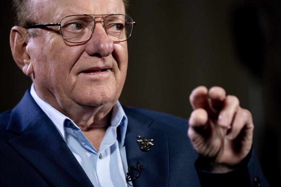 Ron Deis, who served with retired Army Col. Paris Davis who is set to receive the Medal of Honor for his service in the Vietnam War, speaks during an interview with the Associated Press at a hotel in Arlington, Va., Thursday, March 2, 2023. (AP Photo/Andrew Harnik)